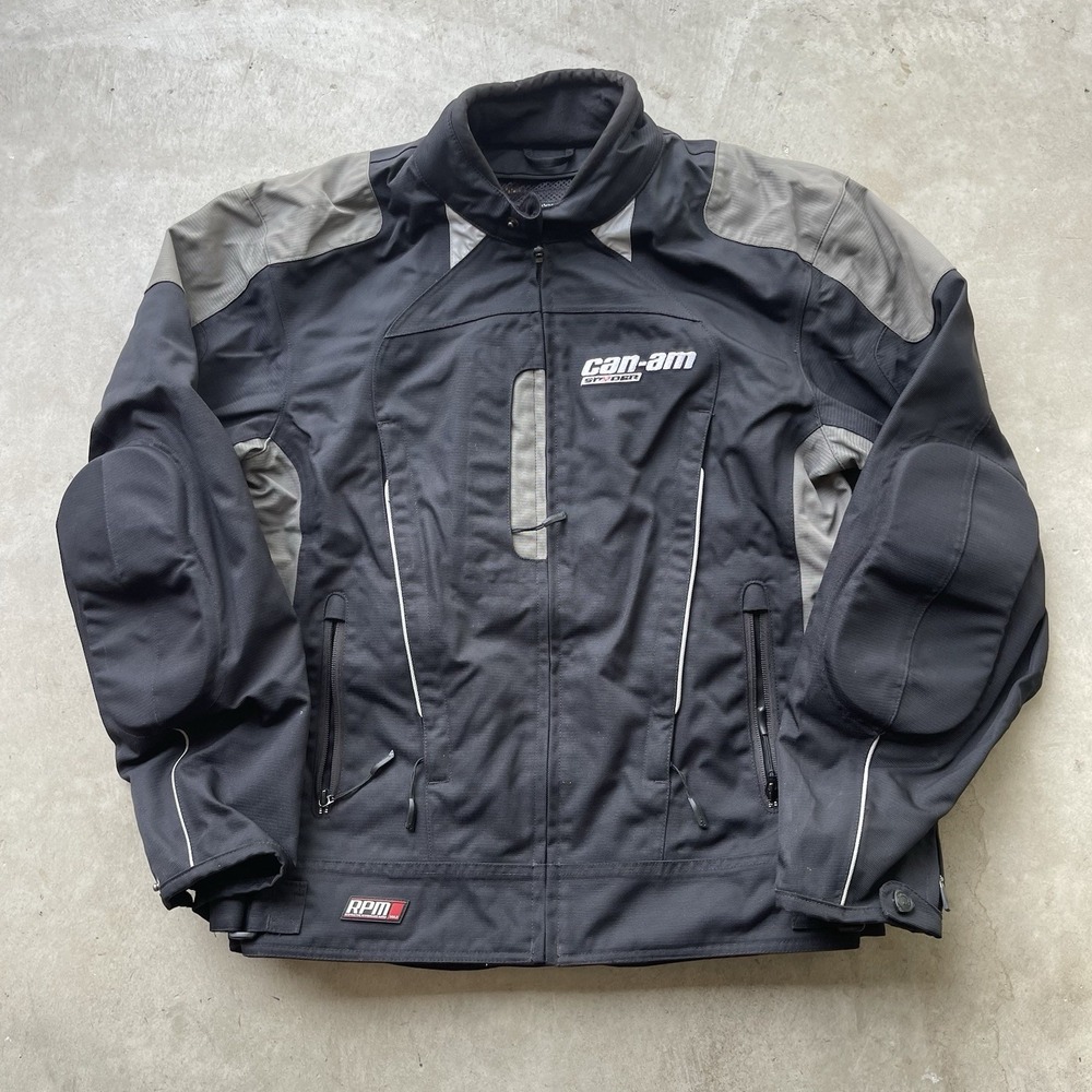 Can-Am Spyder Black Nylon Jacket Size Large BRP Thermolite Motorcycle Zip Liner